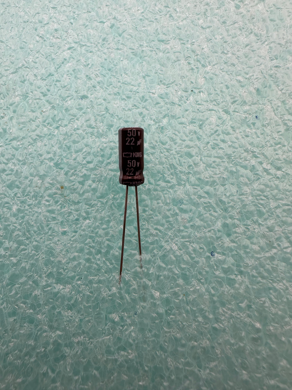 22UF 50V CAPACITOR, MADE BY UNITED CHEMICON